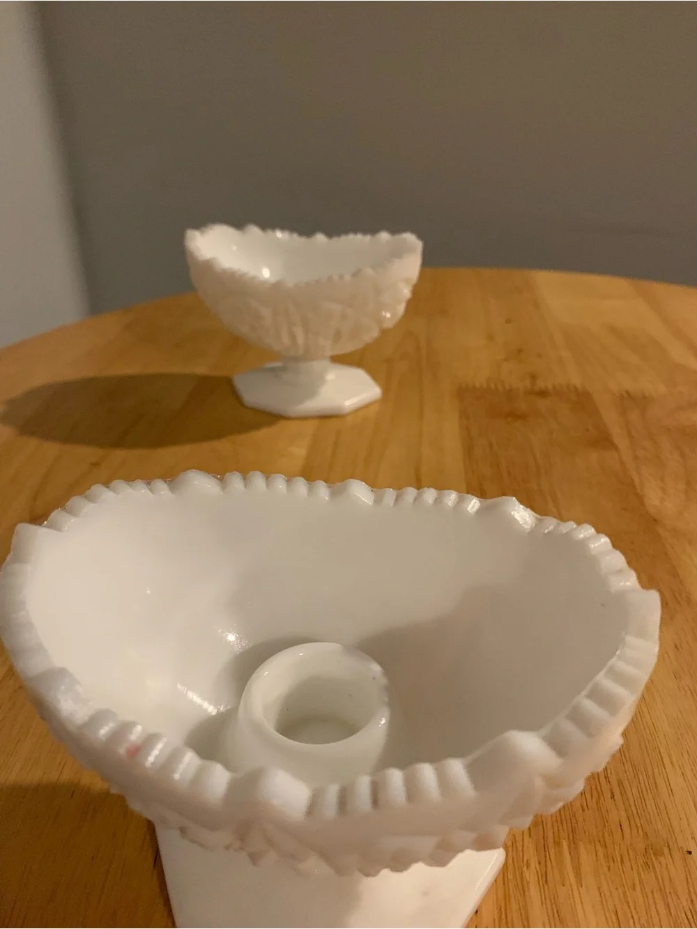 2 Vintage Kemple Milk Glass Candle Holders